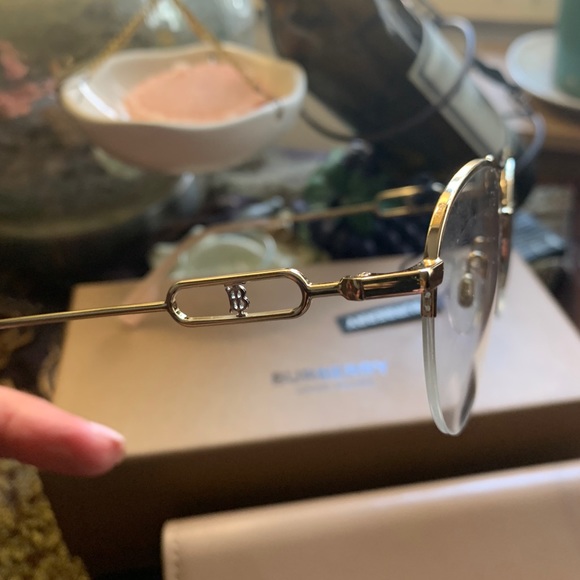 🔥SOLD🔥Authentic BURBERRY 51mm half rim logo Metal optical glasses - Picture 6 of 15